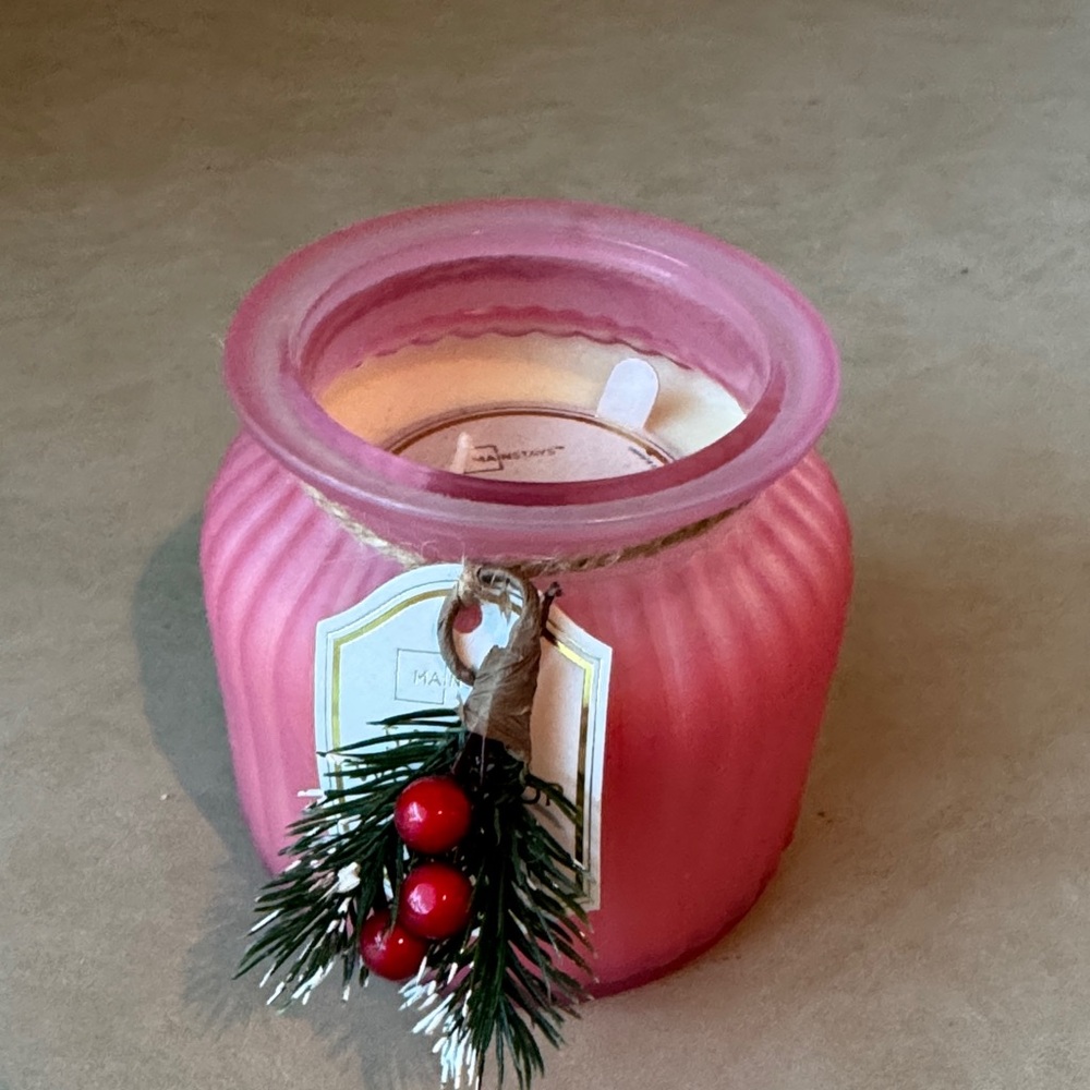 Pink Candle with Festive Decoration